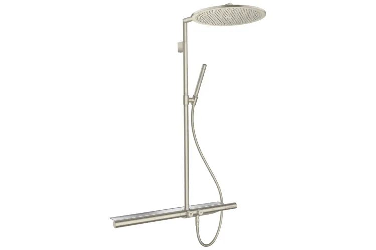 Душова система AXOR Showerpipe з термостатом 800 і верхнім душем 350 1jet, Brushed Nickel (27984820) зображення 1