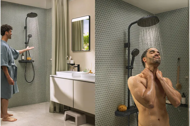 Душова система Activera S Showerpipe 240 1jet EcoSmart ShowerTablet Select 360, MattBlack (28638670) зображення 6