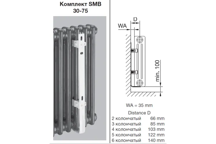 Комплект настінного кріплення 2 x SMB30 для Charleston H 300-369 мм (173521) RAL9016 зображення 2