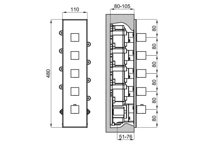 OXO, Зовнішня частина термостатичного змішувача на 4 виходи, gold (100320417) зображення 2