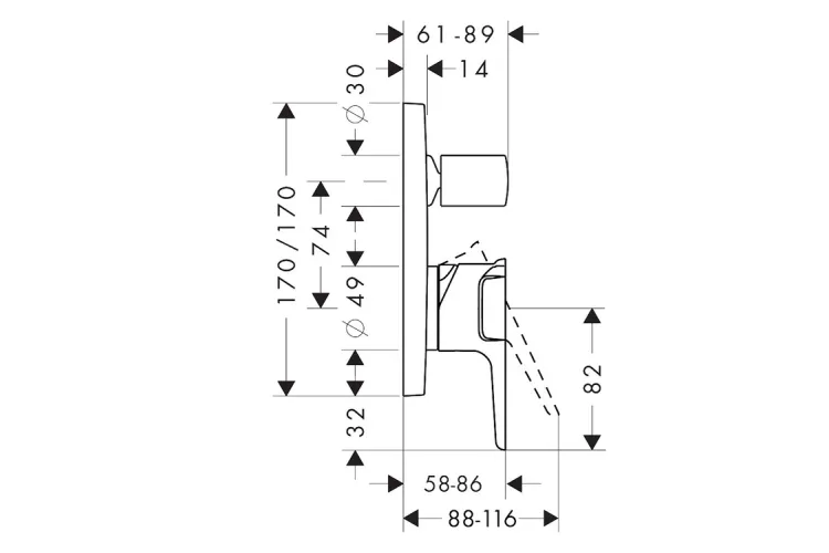Змішувач Axor Citterio E прихованого монтажу ванна/душ, Brushed Gold Optic 36455250 image 2