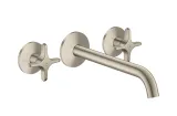 Змішувач AXOR One Cross 220 для умивальника зі стіни на 3 отвори Brushed Nickel 48140820