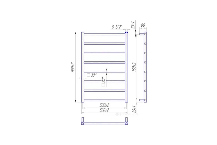 Рушникосушка Токіо 800х530/500 золото зображення 3