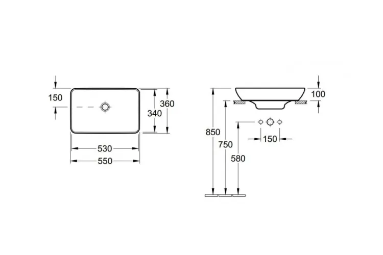 VENTICELLO Умивальник для установки на стільницю 550х360 мм (41135501) зображення 7