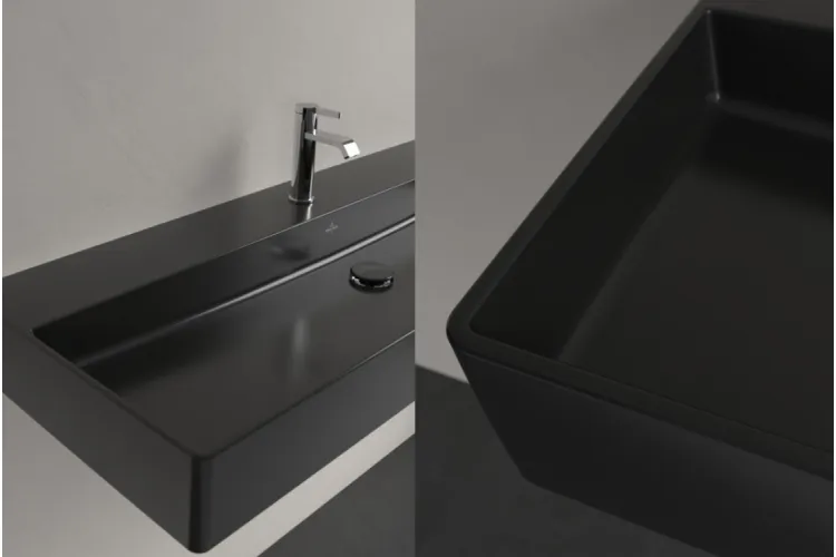 MEMENTO 2.0 Умивальник підвісний 1200x470 мм б/п Pure Black CP з отвором під змішувач (4A22CHR7) зображення 4