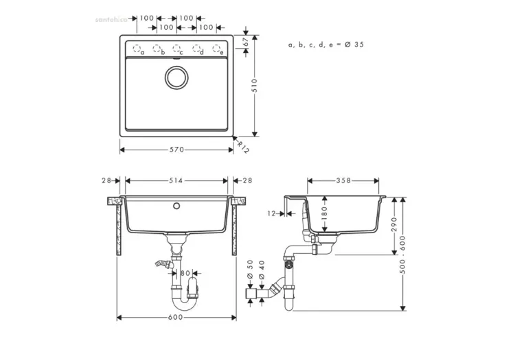 Кухонна мийка S520-F510 570x510  Graphiteblack (43359170) image 3