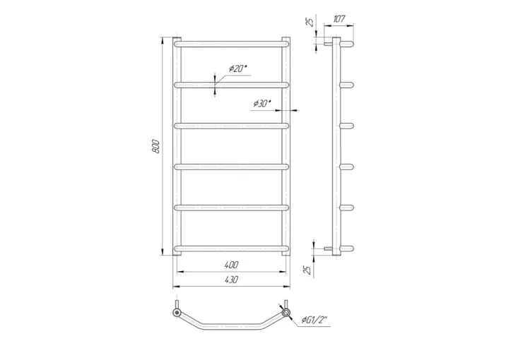 Рушникосушка Трапеція HP 800х430/400 зображення 2