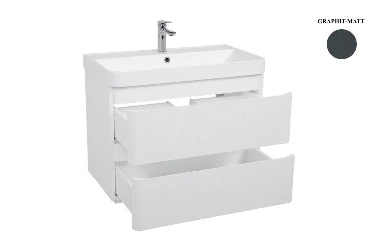 Тумба АКЦЕНТ ЛЮКС 75 см з умивальником Deep (консольна) GRAPHIT-MATT 006 R7024  зображення 2