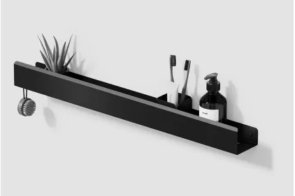 Полиця "LOFT" 750, гачок L, RAL9005 black mat