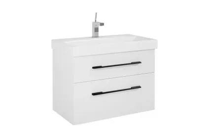 Тумба під умивальник Barcelona 80, White Matt 169119 чорні ручки 