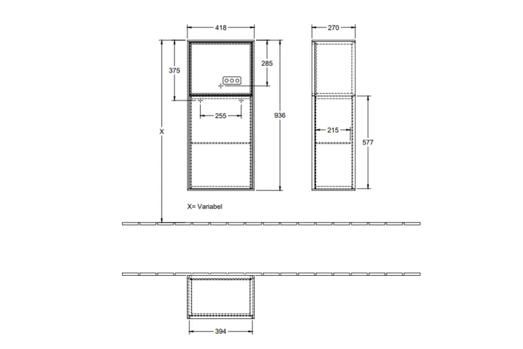 FINION Модуль лівий 41,8x93,6x27 см колір Walnut Vener, поличка Black Matt + 3 LED (G500PDGN) зображення 2