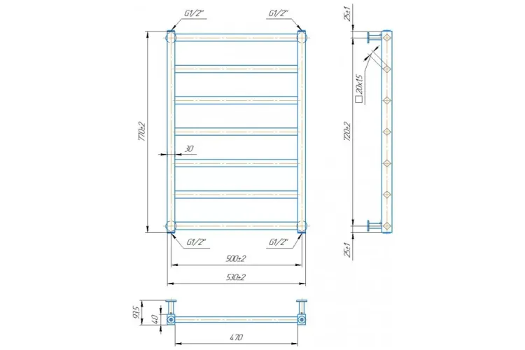 Рушникосушка INOX Кіото 770х530/500 сатин зображення 4