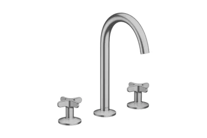Змішувач AXOR One Cross 170 для умивальника на 3 отвори з донним клапаном push-open, Brushed Nickel 48040820 