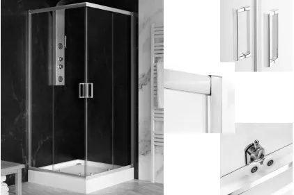 Душова кабіна квадратна SUVIA 2D 80x80х190 скло clear ACTIVE SHIELD 5мм