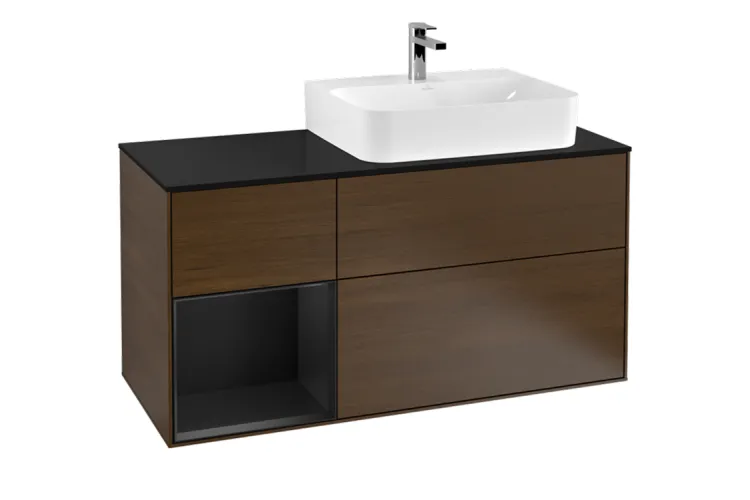 FINION Тумба під умивальник 120x60,3x50,1 Walnut Veneer/Black Matt Lacquer (F142PDGN) зображення 1