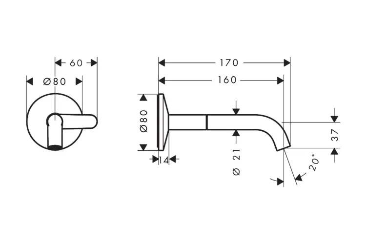 Змішувач AXOR One Select 160 для умивальника зі стіни. Brushed Bronze (48180140) зображення 2