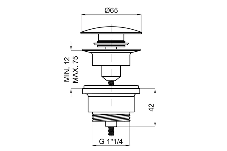 Універсальний донний клапан (clicker), brushed gold (100299400) зображення 3