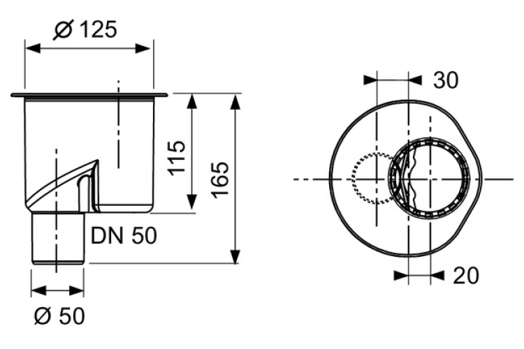 Cифон Drainline 1.3 л/сек: вертикальне відведення DN50  TECE (650003) зображення 2