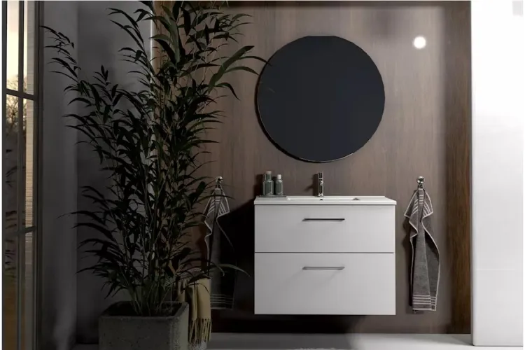 Тумба з умивальником GEO 80 см, дві шухляди, білий глянець 209000 зображення 2