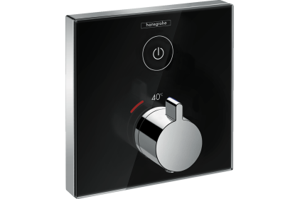 Термостат скрытого монтажа ShowerSelect Glass на 1 клавишу, черный/хромированный (15737600)