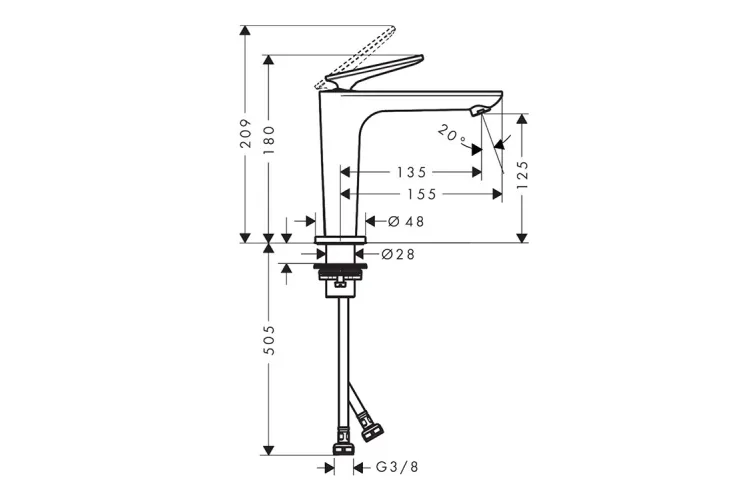 Змішувач Axor Citterio C 125 Cubic cut CoolStart для умивальника, Brushed Brass (49041950) image 2
