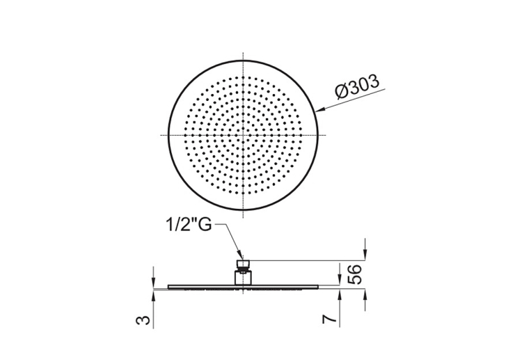 NEPTUNE SLIM Верхній душ RONDO: круглий 30 см з кульовим з'єднанням, 1/2" підключення (100090796) зображення 3