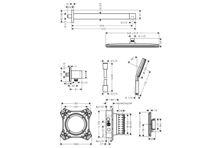Душова система прихованого монтажу Raindance Alive Q 210/340 1jet 6 в1, Chrome (24620000) зображення 3