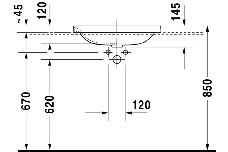 DURASTYLE Умивальник вбудований зверху 60х43 см (0372600000) image 3