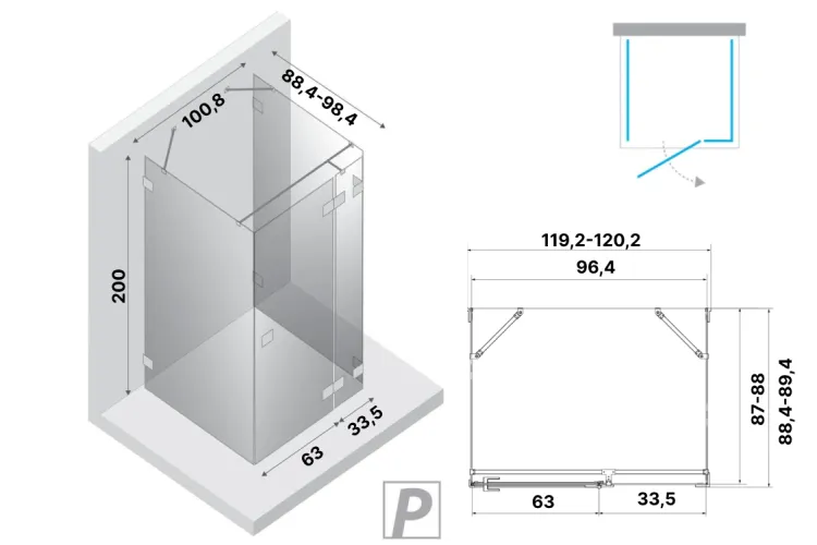 Душова кабіна прям. AVEXA GOLD SHINE 100x90x200 R скло clear ACTIVE SHIELD 6мм image 4