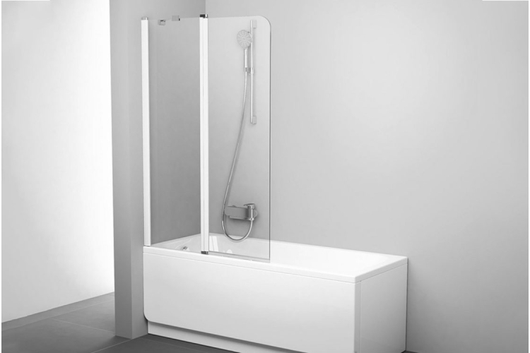 Шторка для ванни 100 см Транспарент, ліва, ( профіль білий)  CVS2-100L (7QLA0100Z1) image 1