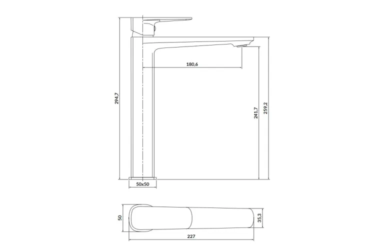 Змішувач д/умивальника LARGA, високий, золото мат зображення 2