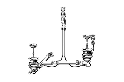 Сифон з переливом POP-UP для керамічної мийки на дві чаші Double-Bowl Sink (82321000)