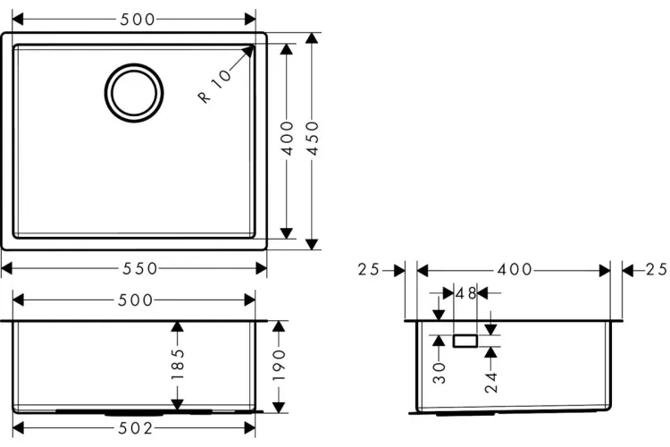 Кухонна мийка S719-U500 під стільницю 550х450 сталь (43427800) Stainless Steel image 3