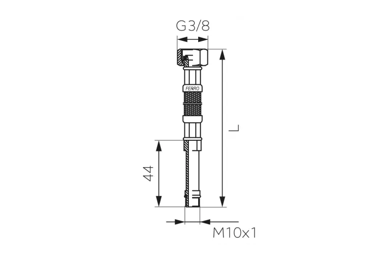 Шланг до змішувача FERRO 3/8хМ10х50 см з довгим наконечником WBS14 зображення 2