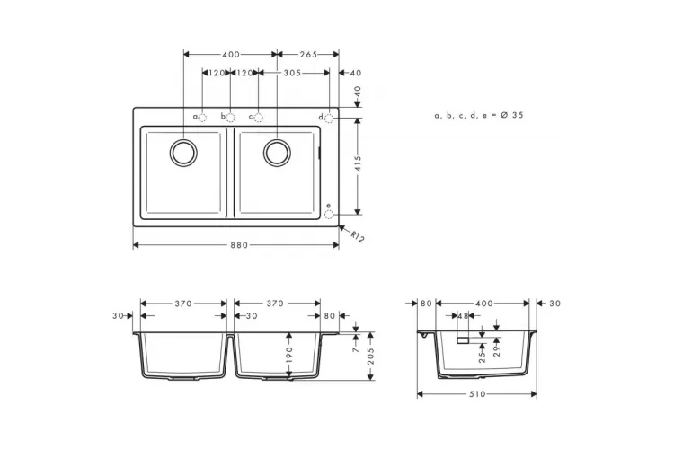 Кухонна мийка S510-F770 770х510 на дві чаші 370/370 Concretegrey (43316380)  зображення 2