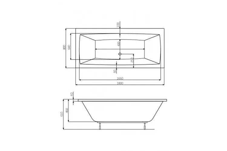 Ванна акрилова VITA 180х80 з ніжками (A24T074000) зображення 2