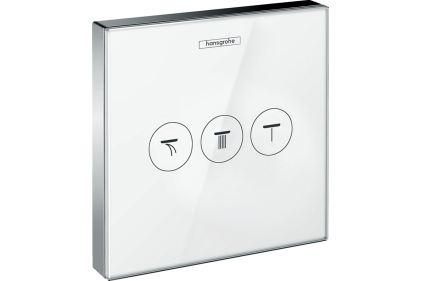 Перемикач ShowerSelect Glass на 3 клавіші, колір білий/хром (15736400)