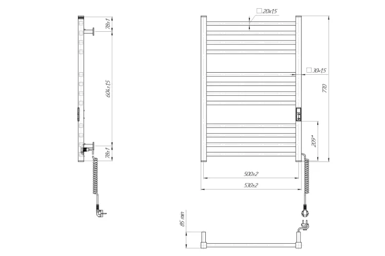 Рушникосушка ЕЛЕКТРИЧНА HF London 770х530 чорний мат image 5