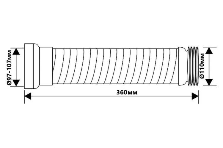 Труба еластична до унітазу 360 мм WC6 зображення 2