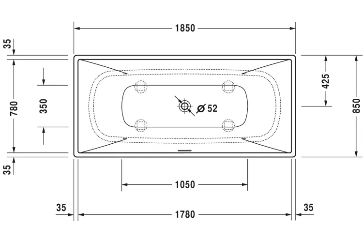 DURASQUARE Ванна вільностояча 185x85 см з ніжками панеллю та сифоном DuraSolid® A (700430000000000) image 4