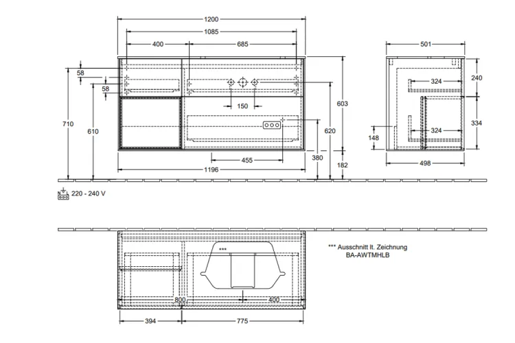 FINION Тумба під умивальник 1200x603x501 Glass Black Anthracite Matt, Olive Matt + LED (G392GKGM) зображення 7