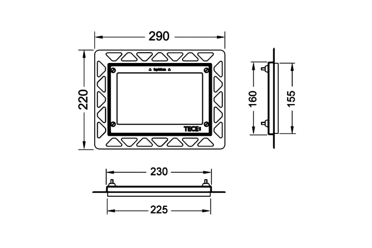 Рамка для монтажу панелей змиву TECEloop/square врівень зі стіною, чорна (9240647) image 3