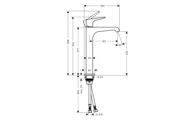 Змішувач Axor Citterio E 250 для умивальника Lever, Polished Black Chrome 36113330 image 2