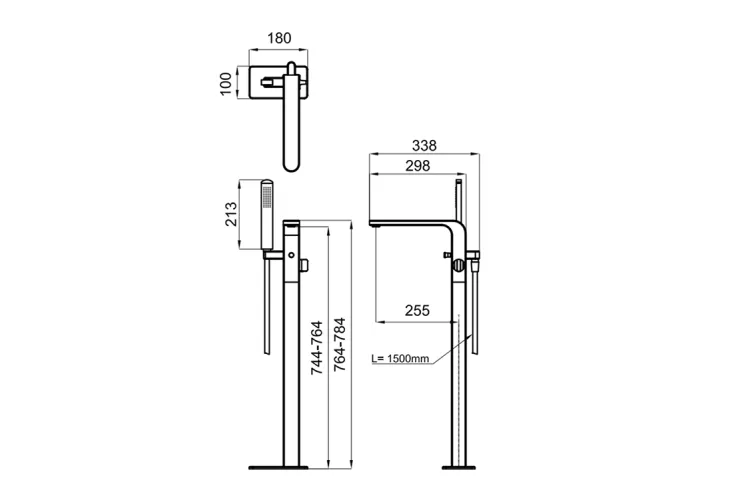 LOUNGE FLUID, Змішувач для ванни підлоговий, titanium (100362567) image 2