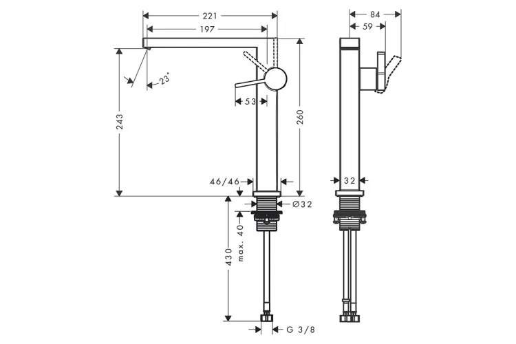 Змішувач Tecturis E 240 Fine CoolStart для умивальника з д/к Push-Open Matt Black (73073670) зображення 2