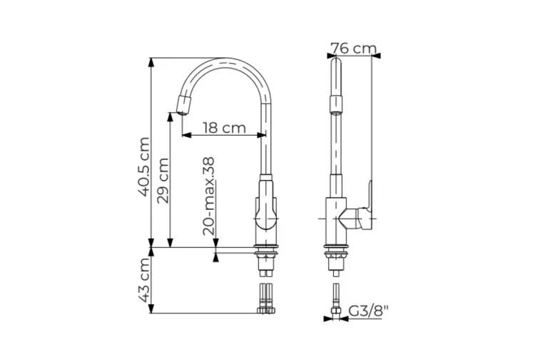 Змішувач для мийки з рух. носиком ГАЛІКС black 6543-915-81 зображення 2