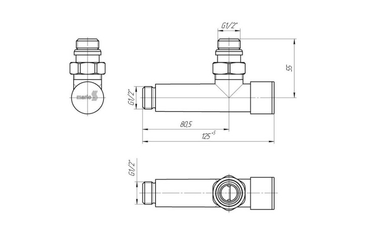 Комплект кутових круглих кранів для радіаторів комплект 2 шт білий мат, UA image 2
