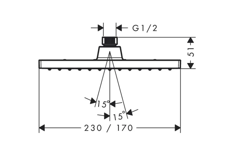 Верхній душ Vernis Shape 230 230x170 мм 1jet EcoSmart+ , Chrome (26094000) зображення 3
