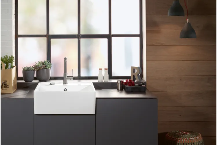 SINGLE-BOWL SINK Кухонна мийка 59,5x63x22 з pop-up з 1-м отвором (632062R1HL2) White Alpin CeramicPlus image 2
