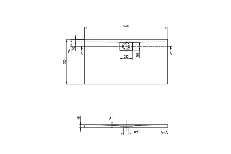 ARCHITECTURA METALRIM Піддон 140х75 см прямокутний anti slip (UDA1475ARA248GV-01) image 2